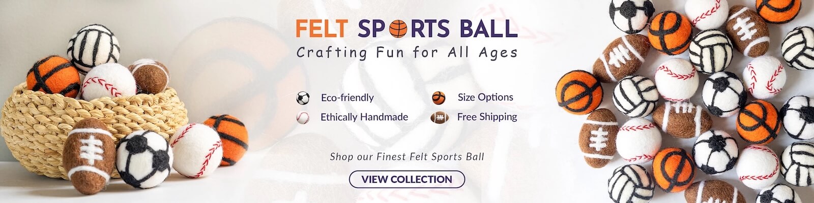 Wool Felt Sports Ball - Soccer, Volleyball, Football, Baseball